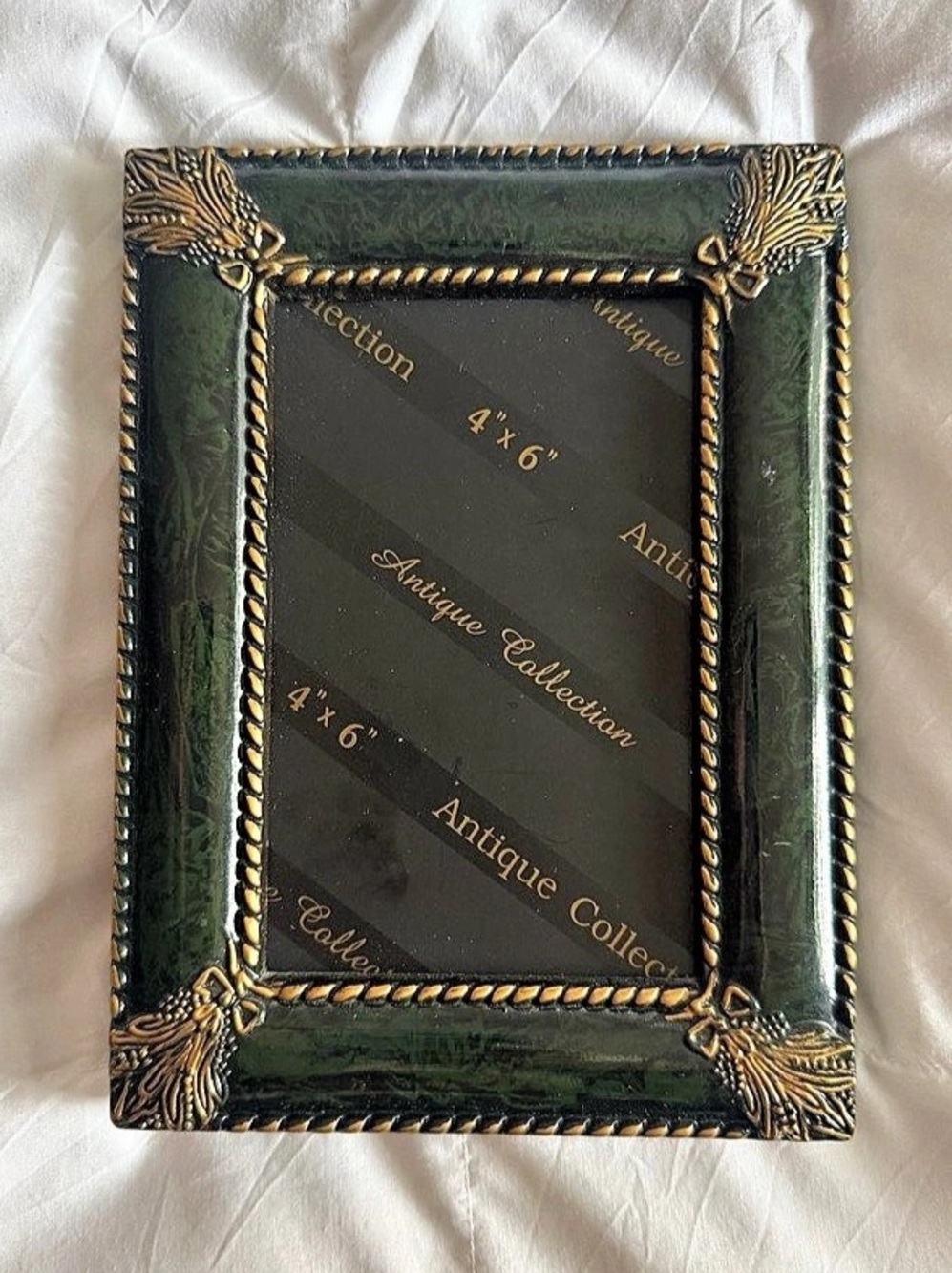 Antique Collection Vintage Ornate Green & Gold Picture Frame 4x6